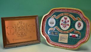2x 1980/81 Welsh Rugby Union Centenary commemorative items – to incl original decorative drinks tray