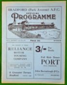 1926/27 Bradford Park Avenue v Barrow football programme: Division Three North. Ex Bound Volume In