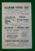 1947 Gillingham v Chatham Town Football Programme: Played at Priestfield Stadium 17th September 1947
