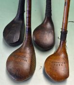 4 x Assorted woods - including a large head Chas White brassie, G Pownall small head light stained