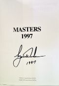 Rare Masters Golf Annual 1997 signed by the winner Tiger Woods – 1st ed original green and leather