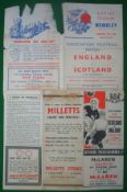 1940s England v Scotland Football Programmes: To incl ‘44 played at Wembley (heavy damaged back