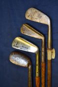 4 x assorted golfing irons to incl driving iron, Maxwell iorn with ball pattern face markings,