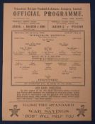 1940s Wartime Tottenham Hotspur Home Match Programme: v Brentford 8th January 1944, central folds,