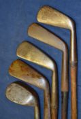 5 x assorted smf irons – including a cleek, a mid iron, an early mashie a lofting iron and a niblick