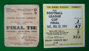1935 FA Cup Final Ticket: Played at Wembley Sheffield Wednesday v West Bromwich Albion (Poor