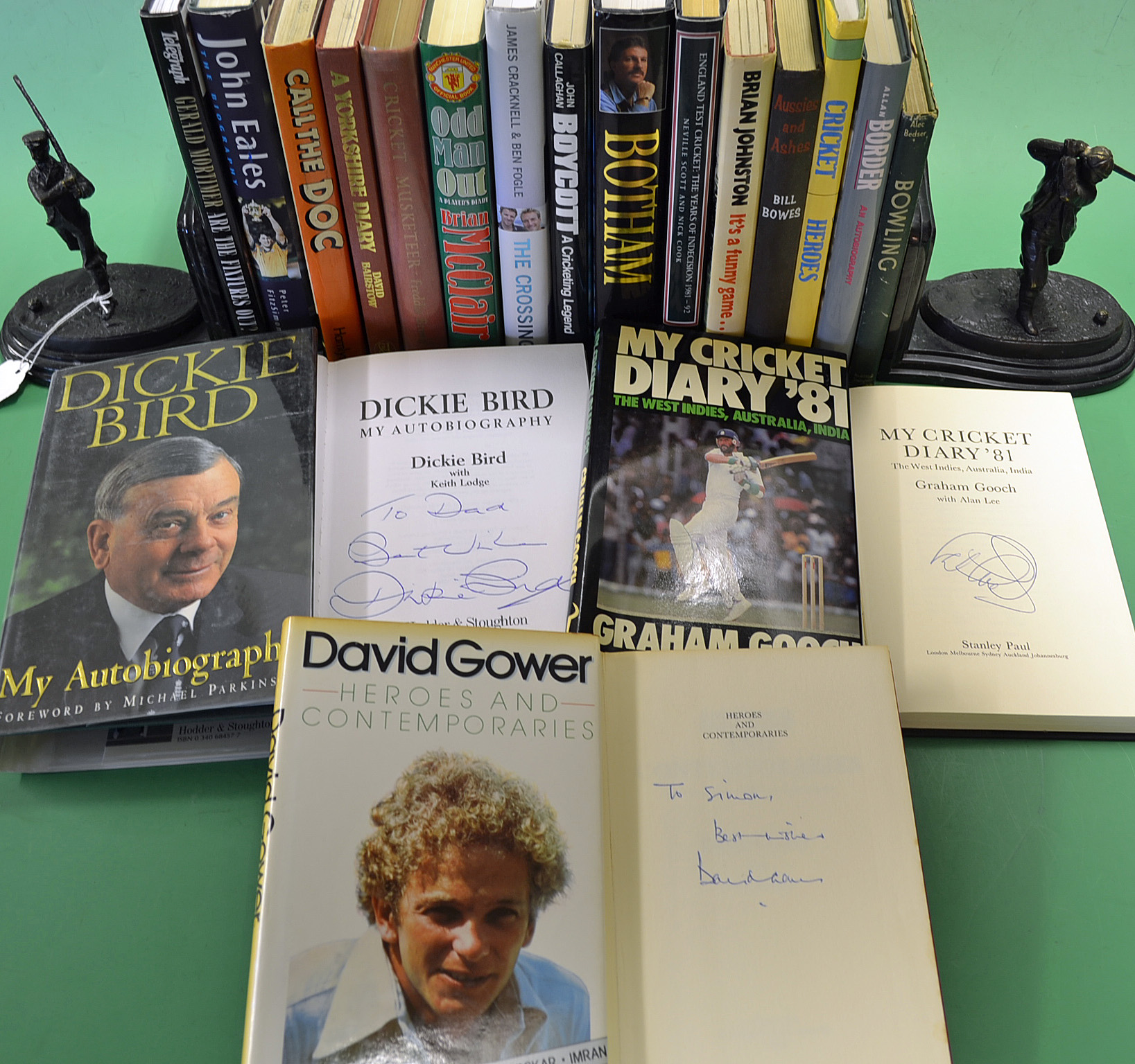 13 x Signed various Cricket books – including 1984 Bairstow. D “A Yorkshire Diary", 1952 Bedser.