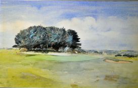 Donald Swan 6TH GREEN CARNOUSTIE GOLF COURSE – water colour signed by the artist and dated 1968 (
