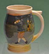 Royal Doulton Golfing Queensware series tankard c1930s - light coloured finish decorated with