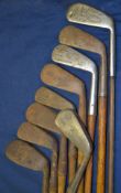 7 x various golf irons- from long irons to mashie niblicks, makers incl St Andrews, Gibson, Cann &