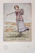 C.R monogramme “CEIL LEITCH" original etching hand tinted on hand made paper ltd ed 187/500 signed