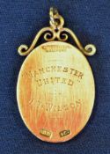 Rare 1927 Manchester United 9ct gold and enamel winners football medal - presented to winning