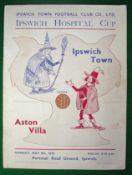 1939 Aston Villa v Ipswich - Ipswich Hospital Cup Final signed Football Programme: Played at Portman