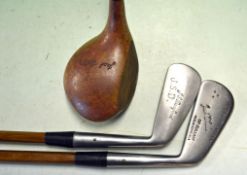 3 x Hardy palakona and spirokona golf clubs to inc Jack White brassie c/w original leather grip,