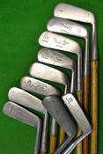 10 x Steel putters all in very tidy condition - include JH Taylor autograph, Bob Monro special, D