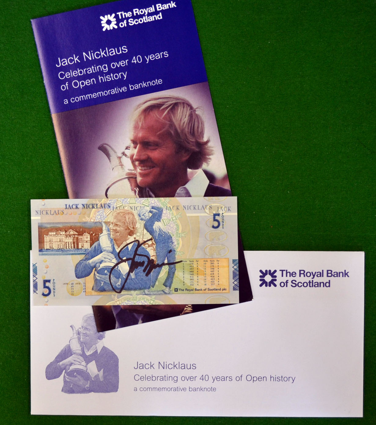 Jack Nicklaus signed Royal Bank of Scotland £5 bank note to commemorate Jack Nicklaus 40th Years