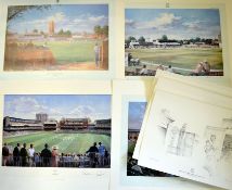 Interesting collection of Limited Edition signed Alan Fearnley Cricket prints – to include 4 x