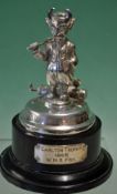 1958 Lucifer Golfing Society silver plated trophy - depicting a smoking ‘Lucifer" golfer wearing