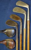 Half set of golf clubs comprising 2 woods and 4 irons (6) to incl 2 medium size woods a driver and