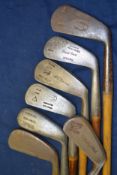 7 x various irons to incl Stadium Golf Co no. 1 iron, Spalding no. 4 iron, 4x mid irons – 5 with