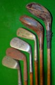 Half set of golf clubs comprising 4 irons and 2 large woods (6) to incl Auchterlonie St Andrews