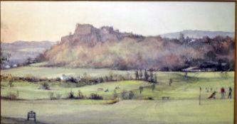 Unattributed – “STIRLING GOLF CLUB AND COURSE" water colour with Stirling Castle back drop c1950s