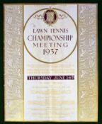 1937 Coronation Wimbledon Lawn Tennis Championship programme - for the 4th day’s play c/w neatly