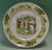 Amusing Lawn Tennis Plate by Victor Venner c1905 - titled ‘Tennis - Mixed Doubles’ signed by the