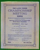 1932 Wimbledon Lawn Tennis Championship final day programme – to incl Men’s final Vines v Austin,