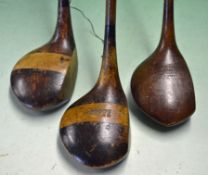 3 x Large socket head drivers c1925 – to include James B Bailey, of Thorpe Bay light brown stained