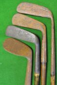 4 x interesting putters and irons to incl Oke pat long hosel blade putter with 7.25" hosel c/w