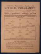 1940s Wartime Arsenal Home Match Programme: v Brentford 13th December 1941, central fold,