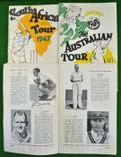 3 x 1947 South African Cricket Tour Programmes – one signed: 32 Page Illustrated booklet having