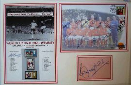 1966 World Cup Team Signed Montage: To consist of World Cup Stamp sheet signed by Alf Ramsey,