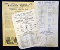 War Cup Programmes Etc: Darlington v Newcastle United 31st March 1945, Charlton Athletic v Preston