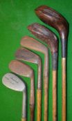 Half set of golf clubs comprising 4 irons and 2 large woods (6) – to incl A Patrick Leven driver