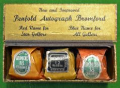 3 x Bromford square mesh dimple paper wrapped golf balls in makers original Penfold Autograph