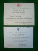 Two 1966 World Cup Final Banquet Invites: Both named to Mr & Mrs Aston for the Banquet at the