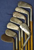 6 x assorted golfing irons – to incl Zenith mashie, Forgan mashie, Condie niblick, Gibson niblick