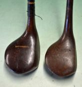 2 x Attractive small head woods – including a dark stained persimmon late scare neck brassie with