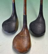 Pair of matching Finnigans large socket head woods – to include driver and brassie – note small