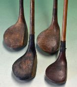 4 x various socket head woods to incl 2x large head persimmon woods Forgan Scotia brassie, another
