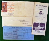 1932 Los Angeles Olympic Games – Official ticket Application forms and Pre Programme of events