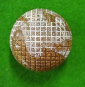 Fine Unnamed square mesh pattern guttie golf ball c1880s – no paint – small indent otherwise overall