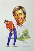 Burdick, Graham “SEVERIANO BALLESTEROS" signed colour print – signed in pen by Severiano Ballesteros