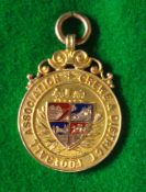 1927/28 Crewe & District Football Association 9ct gold & enamel winners medal: engraved on the