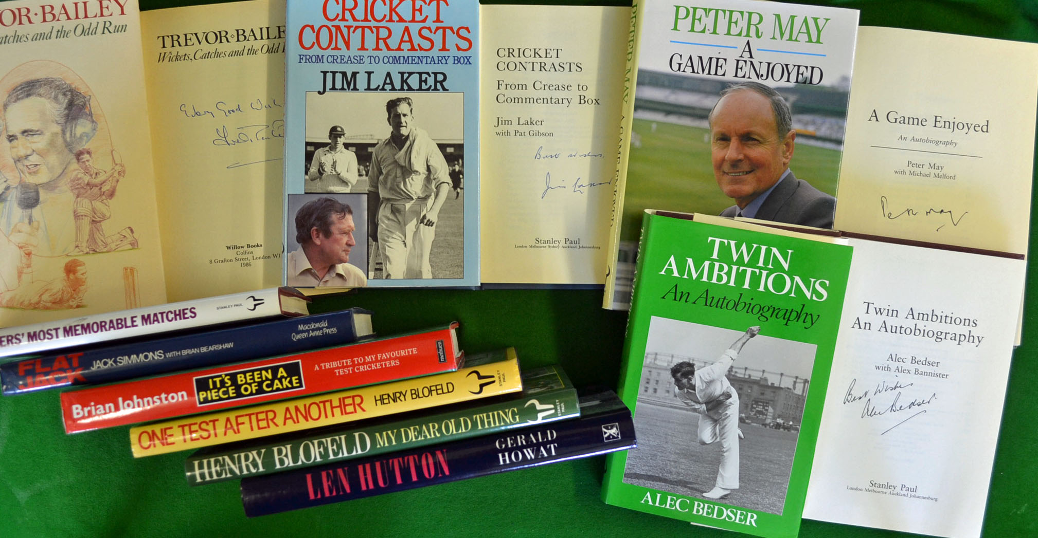 10 x Various signed cricket books – including Bedser. A 1986 “Twin Ambitions: An Autobiography" HB