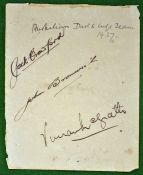 1937 Davis Cup Tennis - Australian Davis Cup tennis team signed album page – to incl Jack