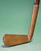 Rare blacksmith heavy shallow brass made approach putter c1870 – overall 37" with 5.25" flat hosel