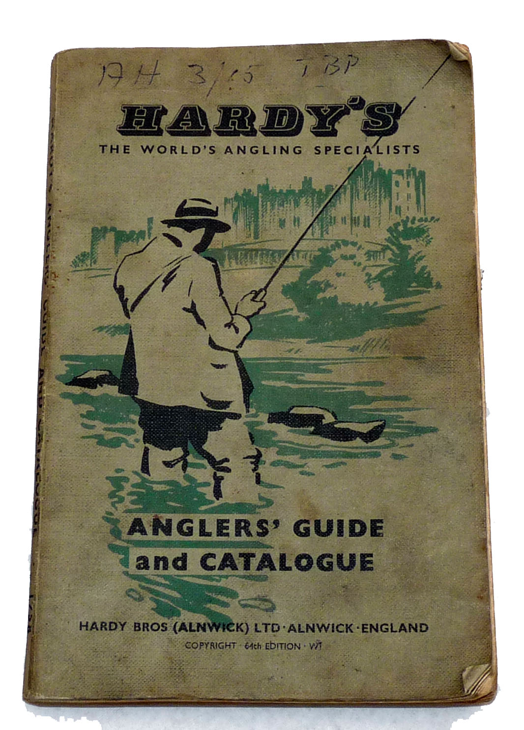 HARDY ANGLERS GUIDE: Hardy angler’s guide 1957, green cloth binding, notations to top, 248 pages,